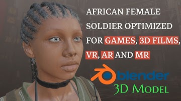 Realistic Military African Female Soldier 3D model