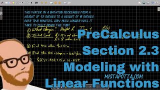 PreCalculus - Section 2.3 - Modeling with Linear Functions Wealth