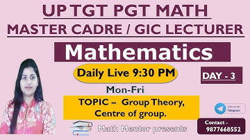 Group Theory Coset , Centre of group of Element For Master cadre | UP TGT | UP PGT | 9:30 PM
