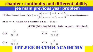 continuity differentiability jee main 2019 9 april shift 2 by rs sir