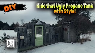 How to hide a Propane Tank: Recycled rusty metal garden Art DIY Garden Wall