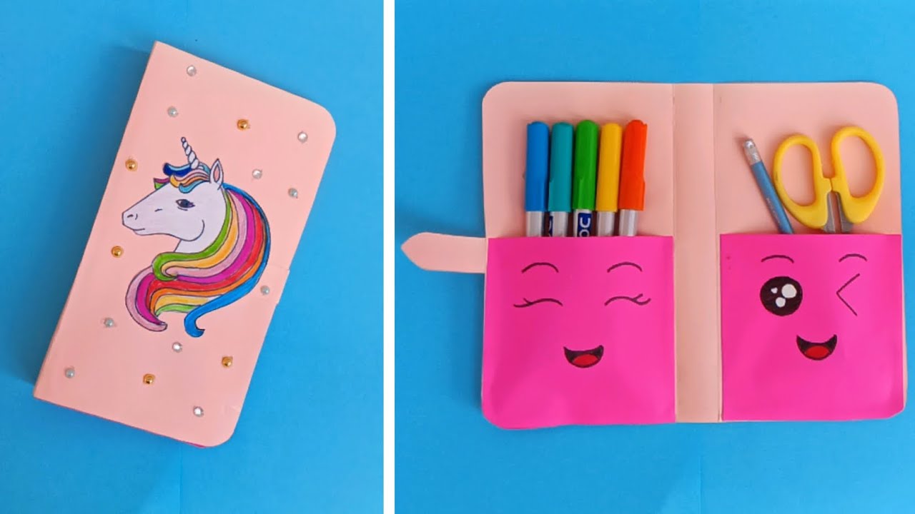 Easy Paper Pencil Case Craft Ideas Unicorn Cute Paper Craft Tutorial