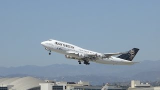 Iron Maiden's new Ed Force One (Boeing 747) Takes off at LAX 4-17-2016