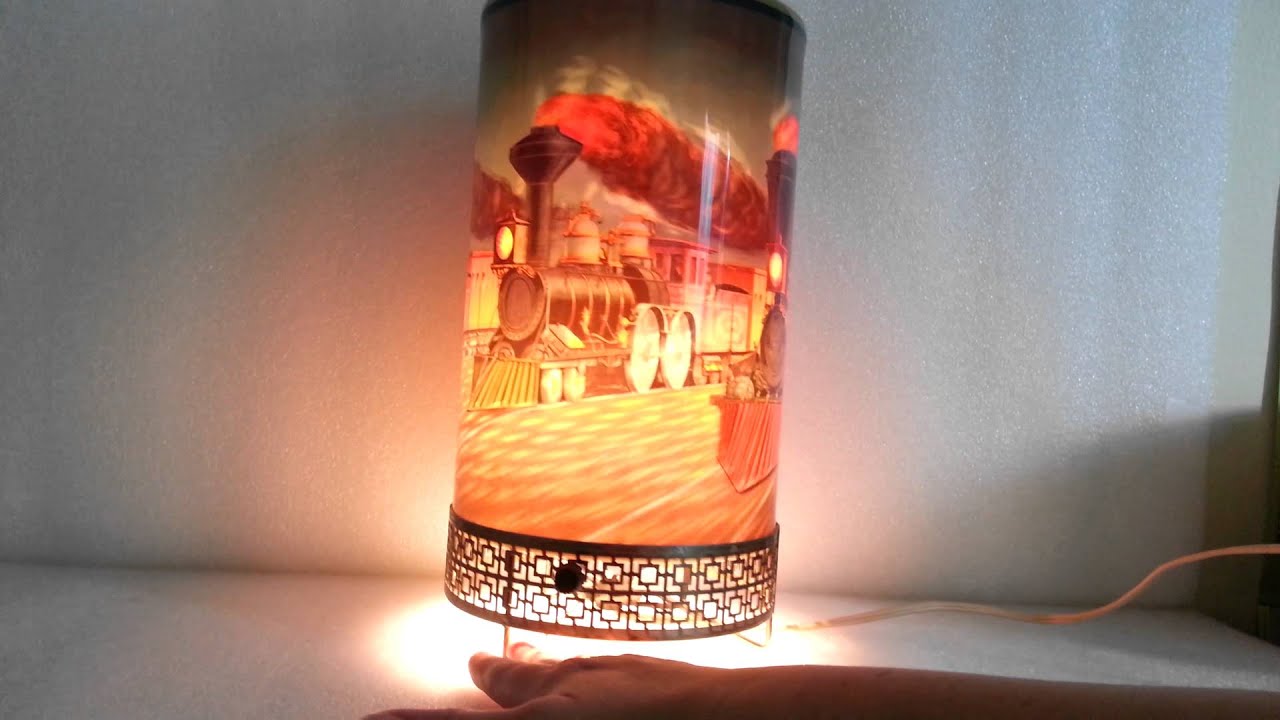 Vintage 1957 L A Goodman Steam Trains Racing Motion Lamp - Moving Train Lamp Shade Vintage 1957 L A Goodman Steam Trains Racing Motion Lamp - Moving Train Lamp Shade