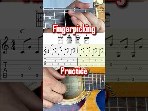 Basic Fingerpicking Practice Simple Acoustic Guitar Plucking Pattern With Chords C G Am F