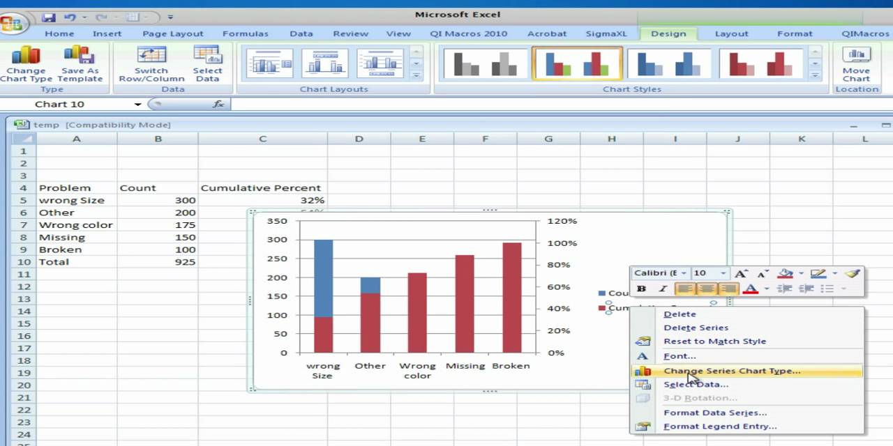 How To Do Pareto Chart In Excel 2007