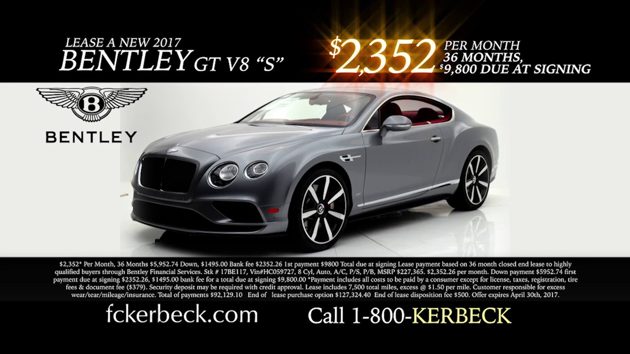 Bentley Dealer Featuring Lease Payments on New Bentley's! YouTube