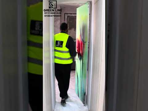 باب مفصلى ابواب زجاجيه مفصليه جرار فولدينج زجاج سيكوريت معالج حراريا طباعه صنفره شفاف
