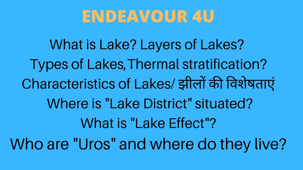 Characteristics of Lake | Lake Effect | Lake District | UROS | Thermal stratification | Endeavour 4u