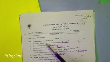 Compiler Construction Paper, Old paper, model paper, guess paper AWKUM 2018,2019, 2020