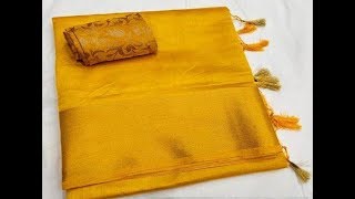 Beautiful Plain Tussar Silk Saree & Fancy Blouse Plain Tussar Silk Saree In Party Wear