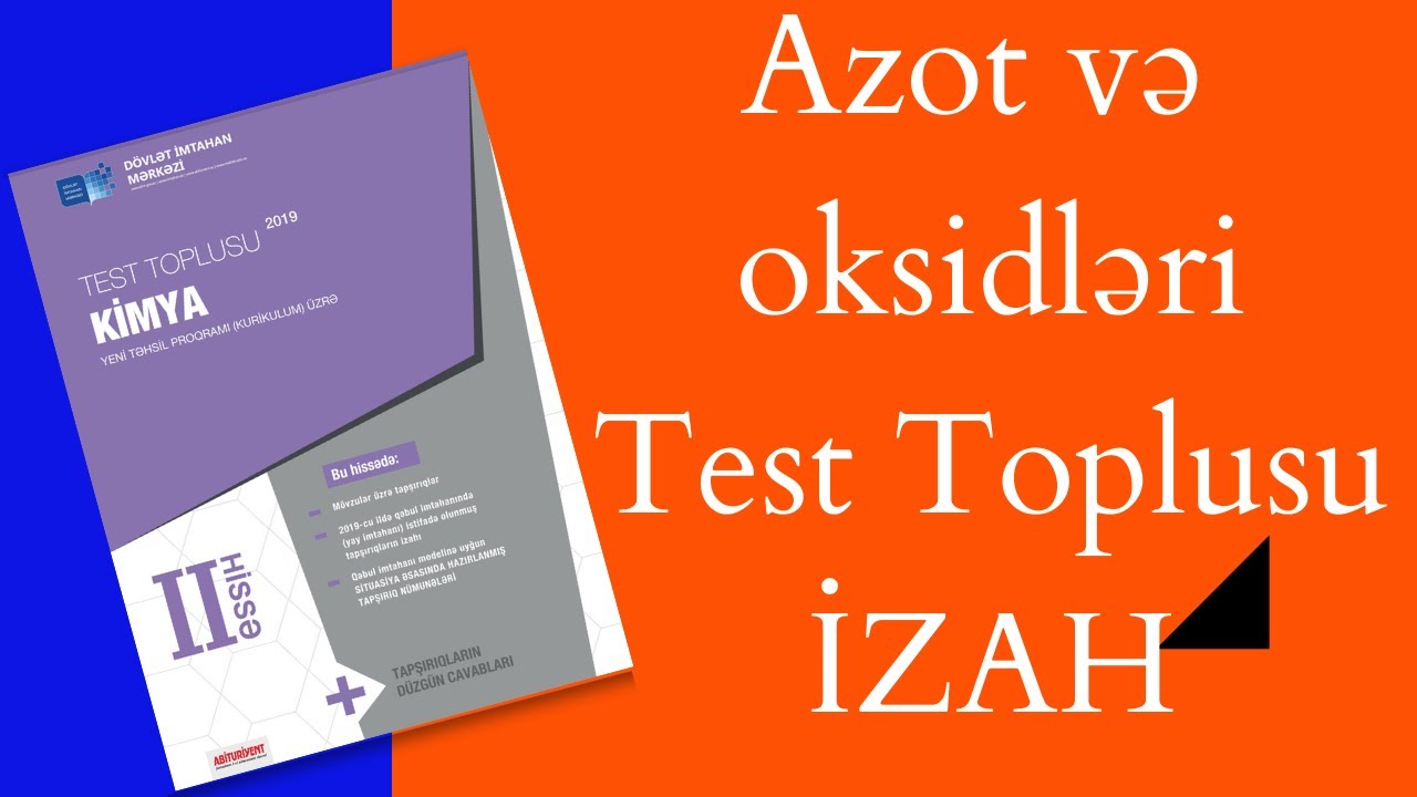 Kimya test toplusu 2019 Azotun oksidləri izahlı həllər