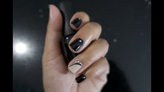 LOVING LIFE Super Easy and Elegant Black Nails with Rhinestones Cute and Easy Nail Tutorial