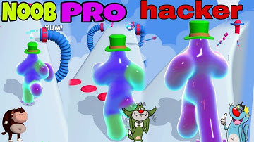 Noob Vs PRO vs hacker - in Blob Runner 3d gameplay in Hindi oggy voice