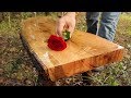 Rustic Red Oak Slab Bench with Quarter Sawn Grain