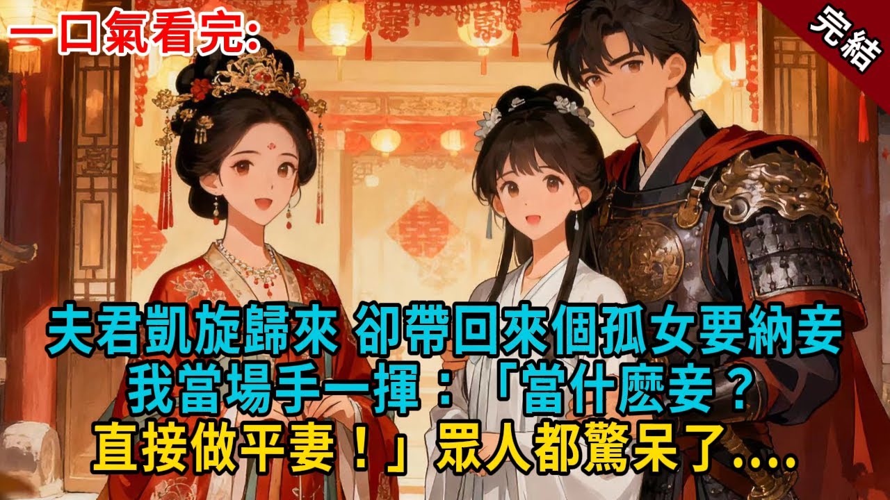 夫君凱旋歸來，卻帶回來個孤女要納妾。我當場手一揮：「當什麽妾？直接做平妻」！眾人都驚呆了....#古言 #完結 #大女主 #愛情