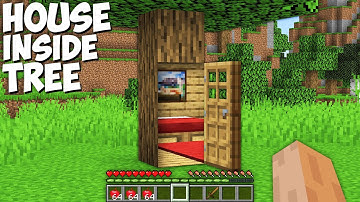 How I build a Secret BASE INSIDE TREE trunk in Minecraft ??? Oak Wood House Challenge