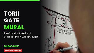 Freehand Torii Gate Mural — Full Wall Art Process