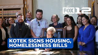 Kotek hosts signing ceremony for housing and homelessness bills