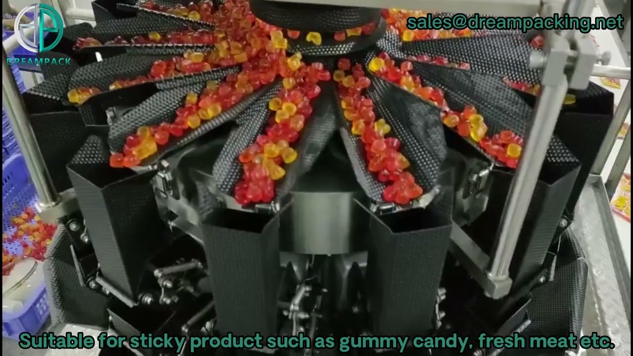 How does sticky material multihead weigher work