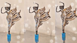 #diycrafts HOW TO MAKE A LADY SCULPTURE FROM MATERIALS AROUND THE HOME|| Best out of waste crafts: