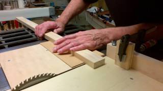 Table Saw Repetitive Crosscut Jig 22 Blocks to cut to 50mm out of Pine 42x19mm for a boat shaped bookcase.