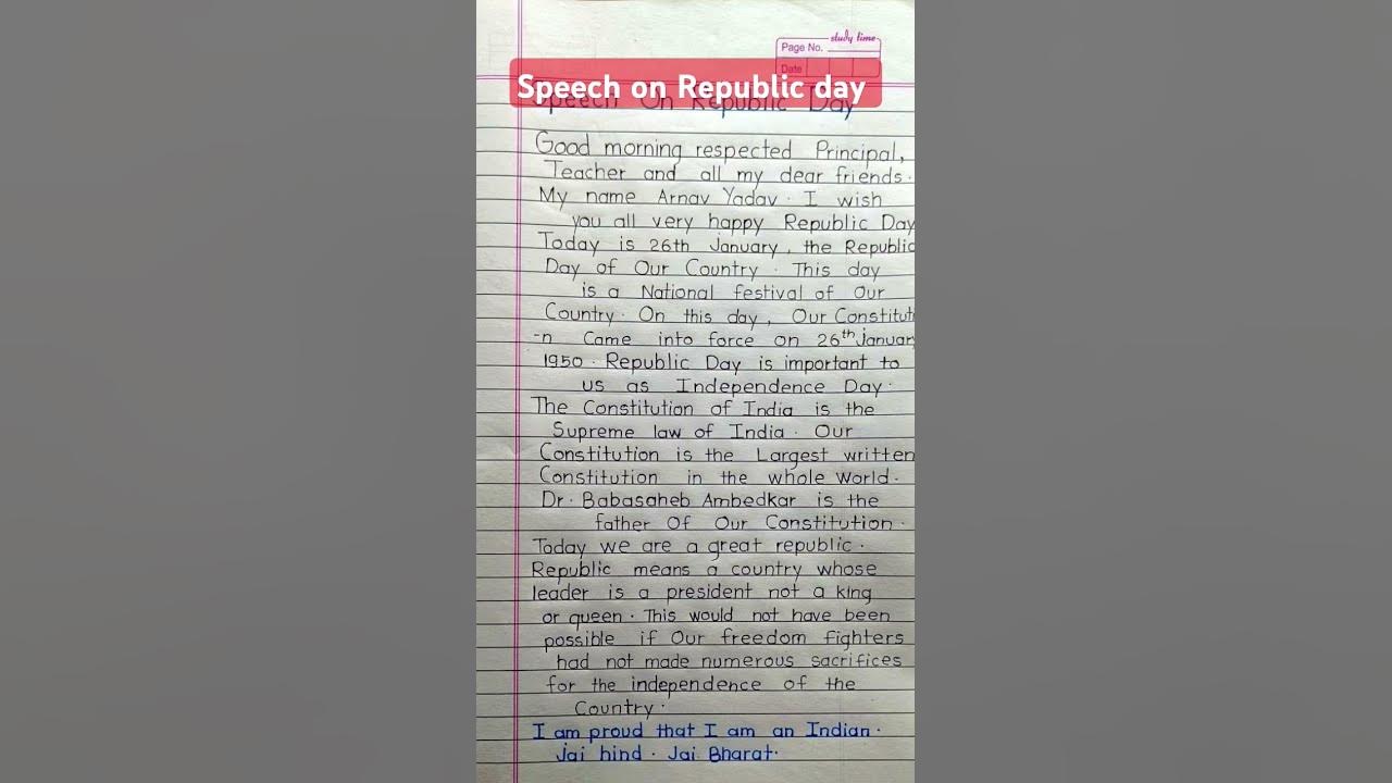Republic day speech YouTube