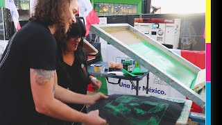 Live Screen Printing Event in Austin, TX at QR Stadium for the Mexico vs Chile at the BudLight Booth