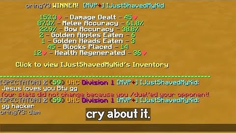 getting hackusated on hypixel duels lmao