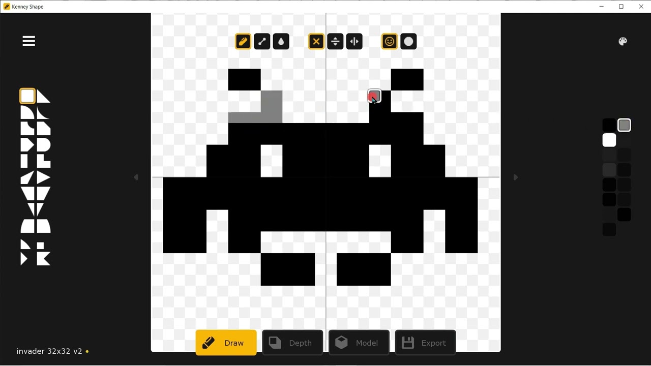 Beginning 3D: Explainer 6 - Create a 3D Space Invader in Kenney Shape by 'tracing' an image