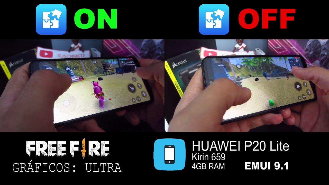 GAMESUITE huawei ON vs. OFF (Test Free Fire)(¿Vale la pena?) [P20 Lite ...