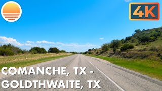 Information Comanche, Texas to Goldthwaite, Texas.  An UltraHD Real Time Driving Tour in Texas, USA Guide
