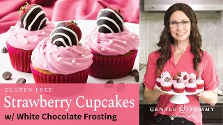 Detailed DREAMY Gluten-Free Strawberry Cupcakes w/ White Chocolate Cream Cheese Frosting Profile