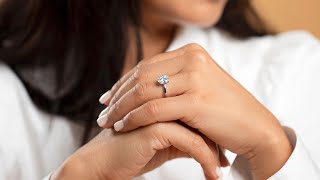 Peora 2 Carat Moissanite Oval Engagement Ring Petal Solitaire Design In 14K Yellow D