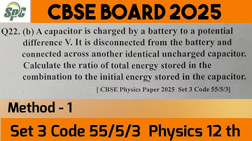 Q22 A capacitor is charged by a battery to a potential difference V. It is disconnected from the ba 