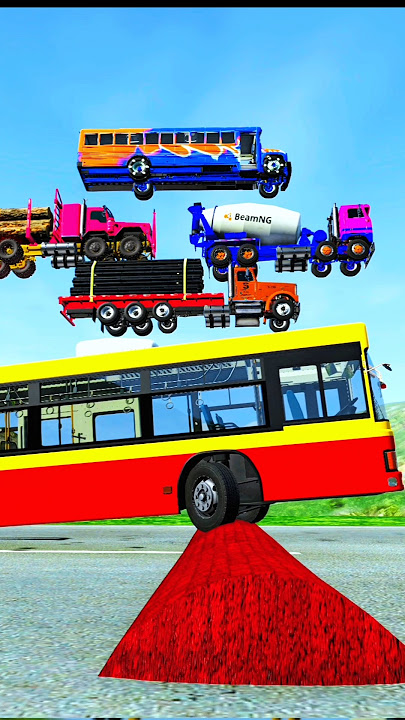 Truk & Mobil & Bus loncat di polisi tidur! 😆 | BeamNG.drive #shorts #viralvideo #beamngdrive