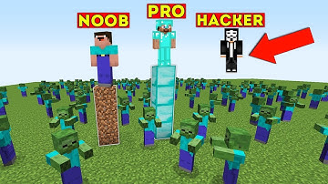 Minecraft NOOB vs PRO vs HACKER - ZOMBIE APOCALYPSE CHALLENGE AND SURVIVAL in Minecraft battle