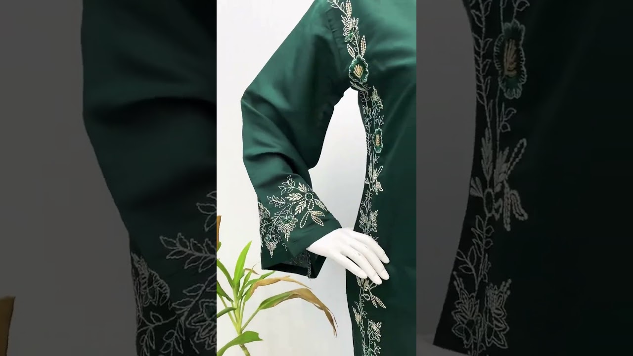 Bottle Green Roman Silk Sequence and Thread Work Suit Set with Pant & Georgette Dupatta