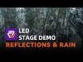 Virtual production  filming reflections and rain on led stage  versatile media