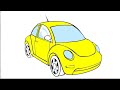 Bagaimana Menggambar Mobil Kuning - Belajar bahasa Inggris - How To Draw Yellow Car