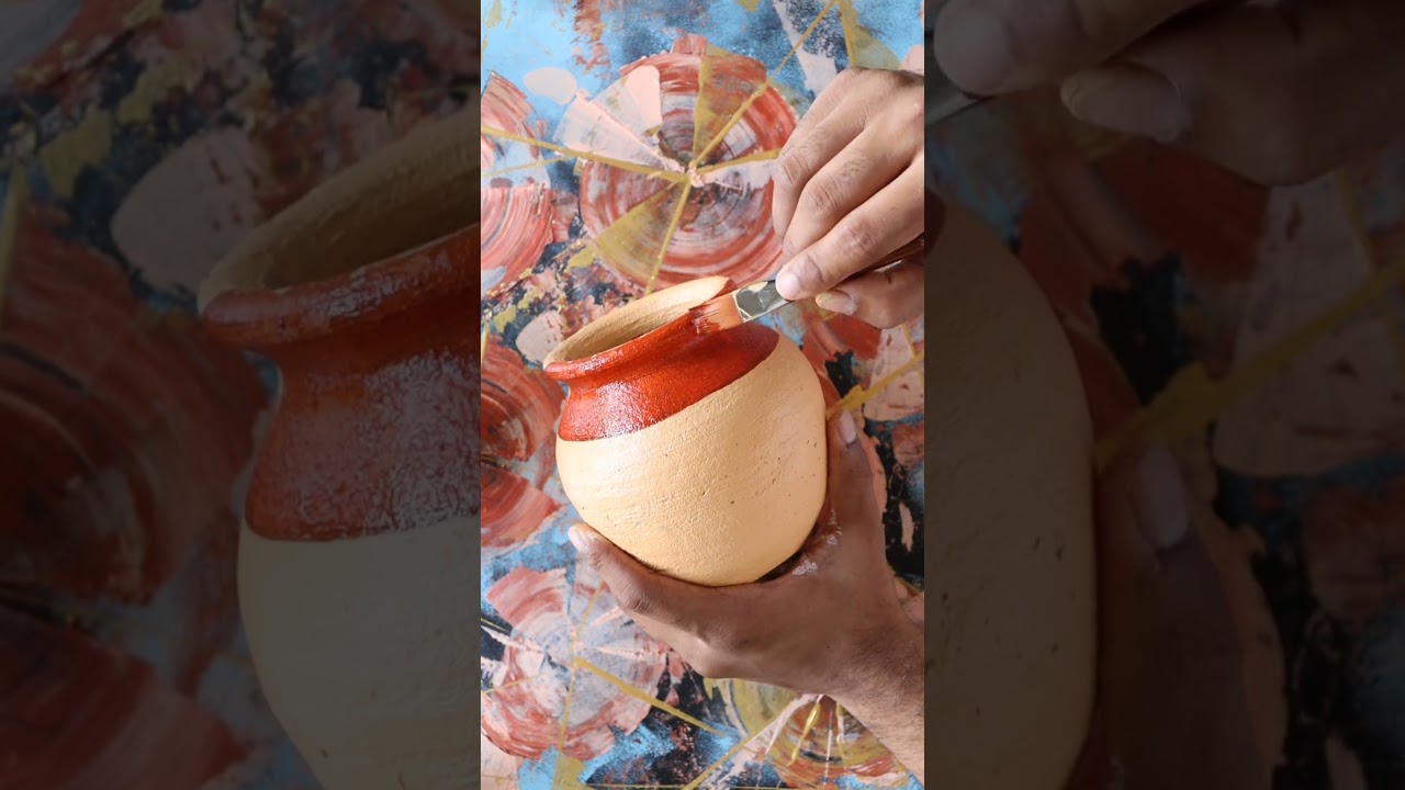 Hand-Painted Terracotta Pot with Tribal Dot Art | Beautiful Pot Painting Designs & Clay Craft Ideas