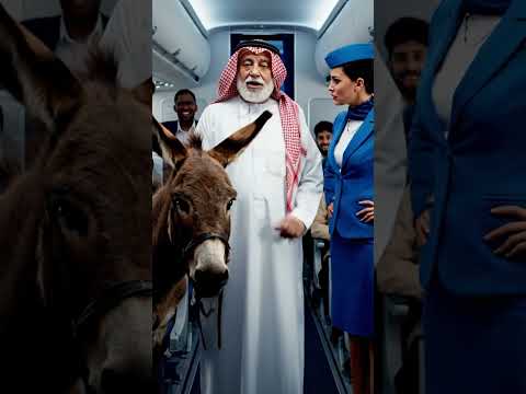 رجل كبير برفقة حمار في الطيارة ذكاء اصطناعي فيديوهات الذكاء الاصطناعي فلوق   