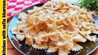 White sauce bowtie pasta without cheese | Easy and quick pasta recipe | pasta in white sauce