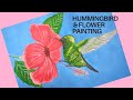 How to Paint Hibiscus Flower🌺 and Humming Bird Painting Tutorial 🌺 STEP BY STEP PAINTING TUTORIAL