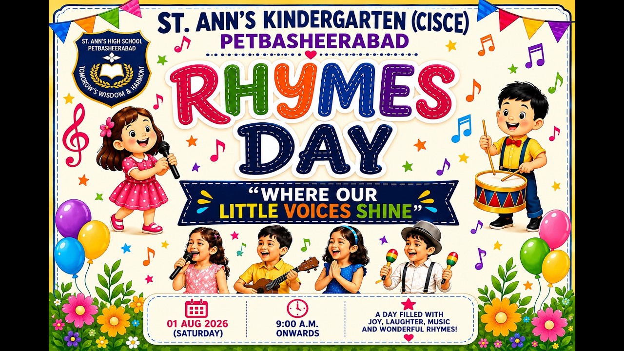 ST.ANN'S KINDERGARTEN (CISCE), PETBASHEERABAD - RHYMES DAY CELEBRATION (01-08-2026)