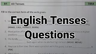 English grammar__worksheet questions on all English tenses/present perfect &past simple tense/tenses