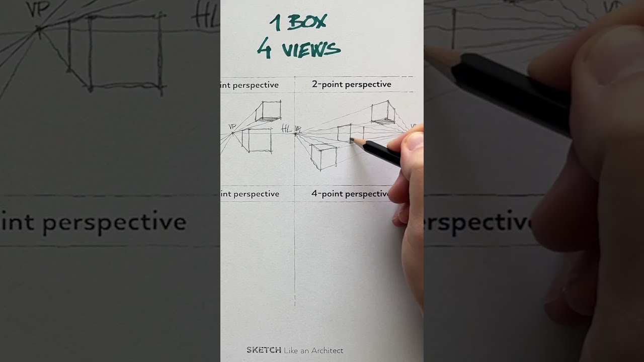 From 1 Point To 4 Perspective Drawing