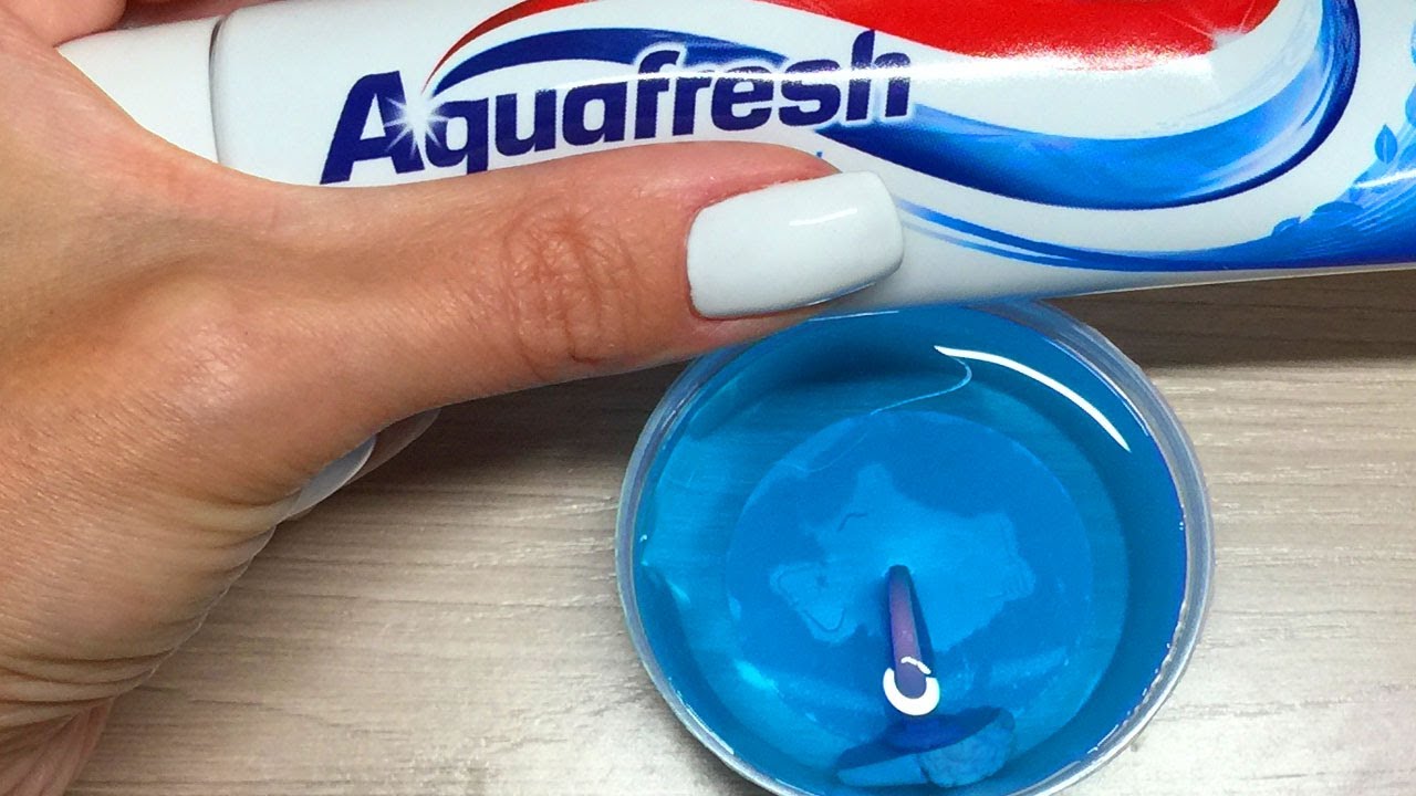 Mixing blue slime with aquafresh toothpaste Satisfying ASMR video ...
