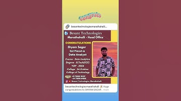 Best Data Analytics Course in Bangalore | Besant Technologies Marathahalli | Student Success Story.