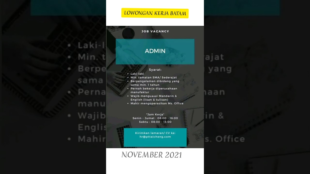 LOWONGAN KERJA BATAM TERBARU 